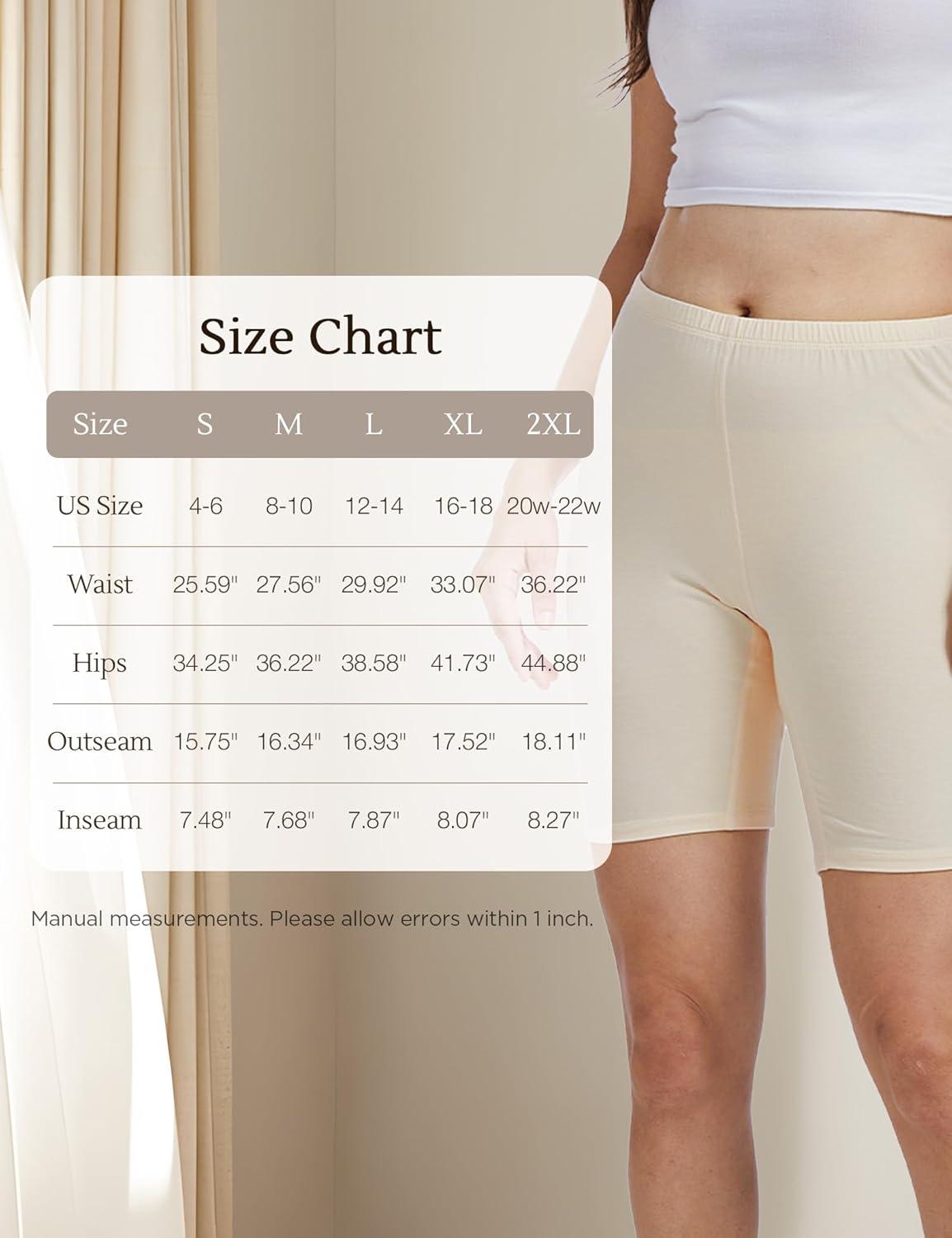 imageGYS Bamboo Viscose Womens Slip Shorts for Under Dresses Cloudlike Soft Anti Chafing Stretchy Boyshorts PantiesWhite