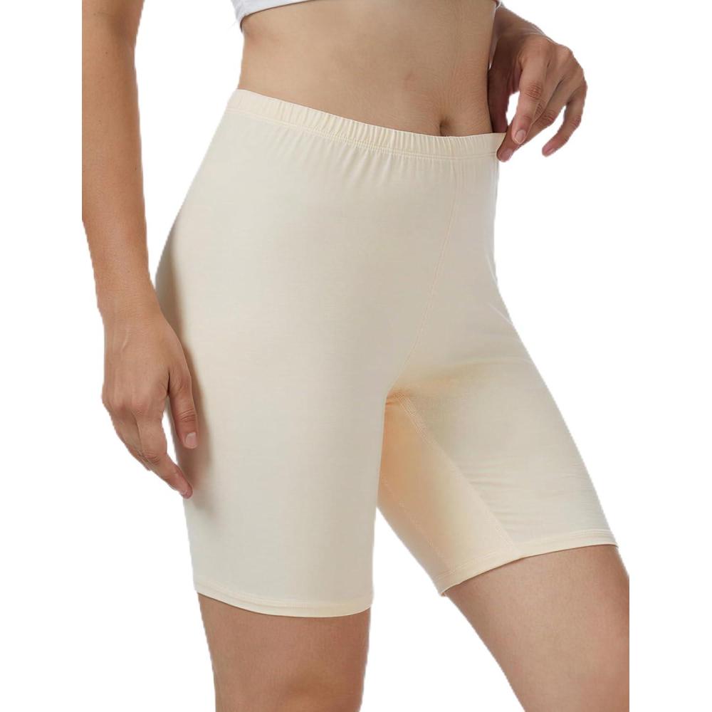 imageGYS Bamboo Viscose Womens Slip Shorts for Under Dresses Cloudlike Soft Anti Chafing Stretchy Boyshorts PantiesBeige
