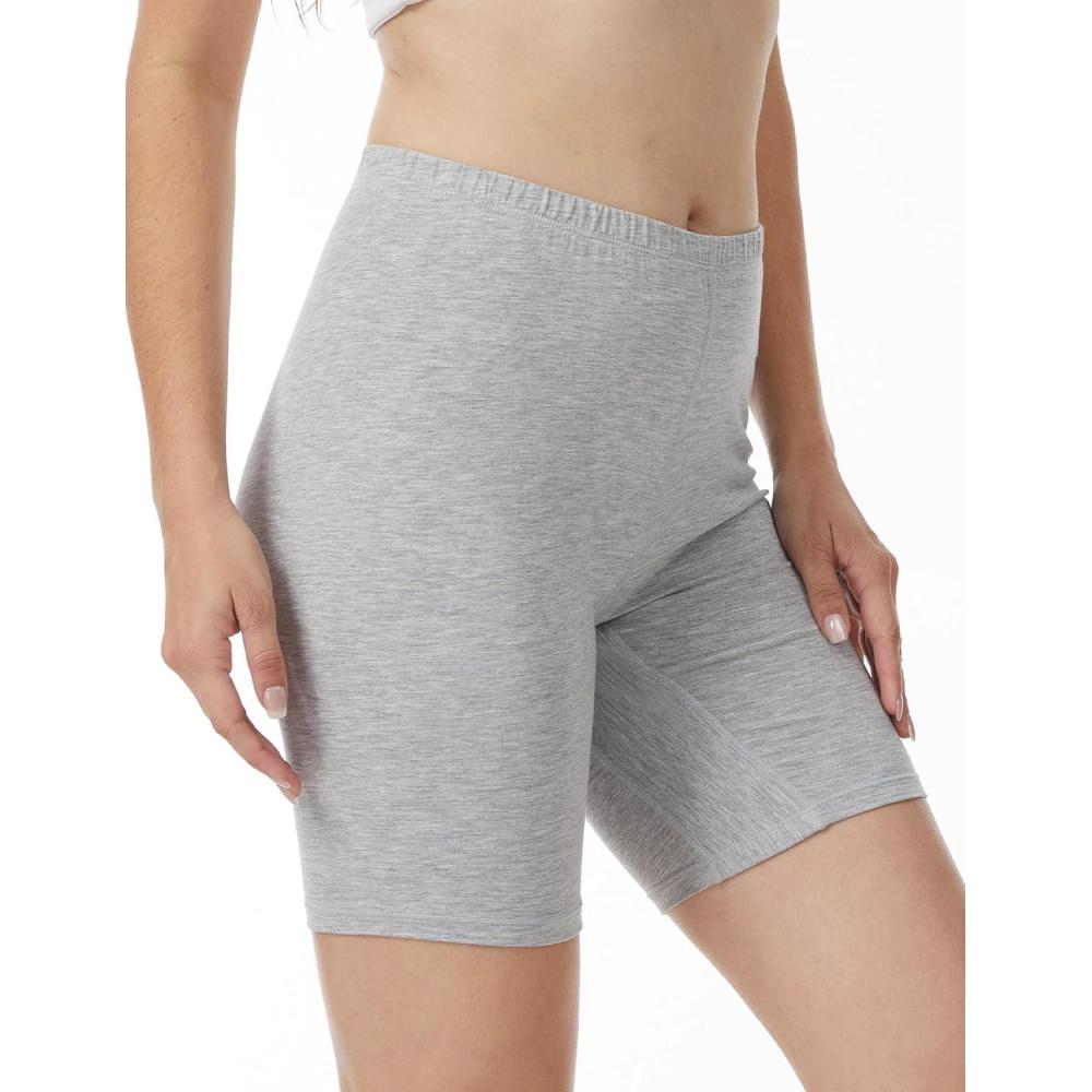 imageGYS Bamboo Viscose Womens Slip Shorts for Under Dresses Cloudlike Soft Anti Chafing Stretchy Boyshorts PantiesLight Heather Grey