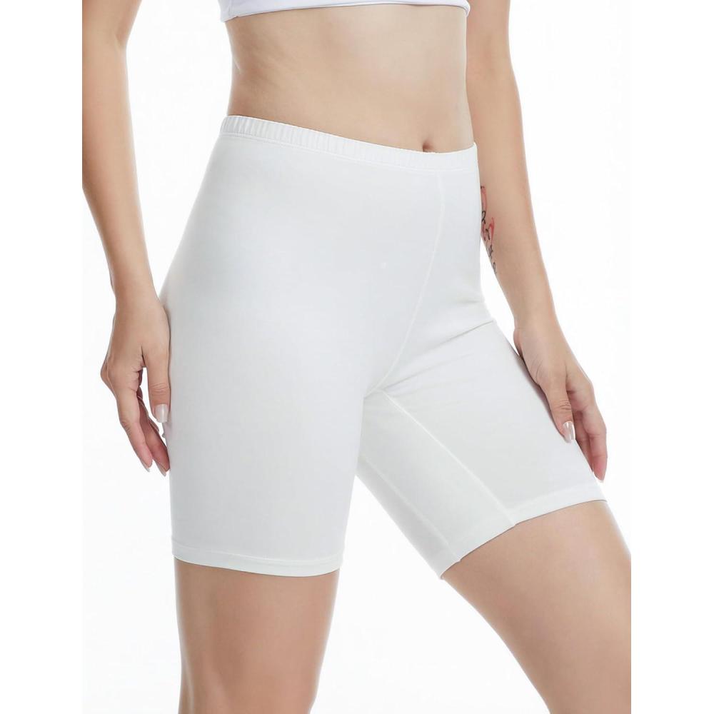 imageGYS Bamboo Viscose Womens Slip Shorts for Under Dresses Cloudlike Soft Anti Chafing Stretchy Boyshorts PantiesWhite