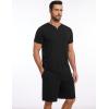 GYS Men’s Pajama Sets, Bamboo Viscose Short Sleeves and Shorts 2 Piece V-Neck Pajamas for Men(Black)
