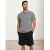 GYS Men’s Pajama Sets, Bamboo Viscose Short Sleeves and Shorts 2 Piece V-Neck Pajamas for Men(Dark Heather Grey/Black)