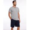 GYS Men’s Pajama Sets, Bamboo Viscose Short Sleeves and Shorts 2 Piece V-Neck Pajamas for Men(Heather Grey/Navy)