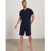GYS Men’s Pajama Sets, Bamboo Viscose Short Sleeves and Shorts 2 Piece V-Neck Pajamas for Men(Navy)