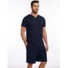 GYS Men’s Pajama Sets, Bamboo Viscose Short Sleeves and Shorts 2 Piece V-Neck Pajamas for Men(Navy)