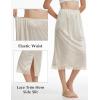 GYS Women’s Half Slips for Under Dresses A-line Lace Trim Mini Underskirt(Beige Long)
