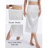 GYS Women’s Half Slips for Under Dresses A-line Lace Trim Mini Underskirt(White Long)
