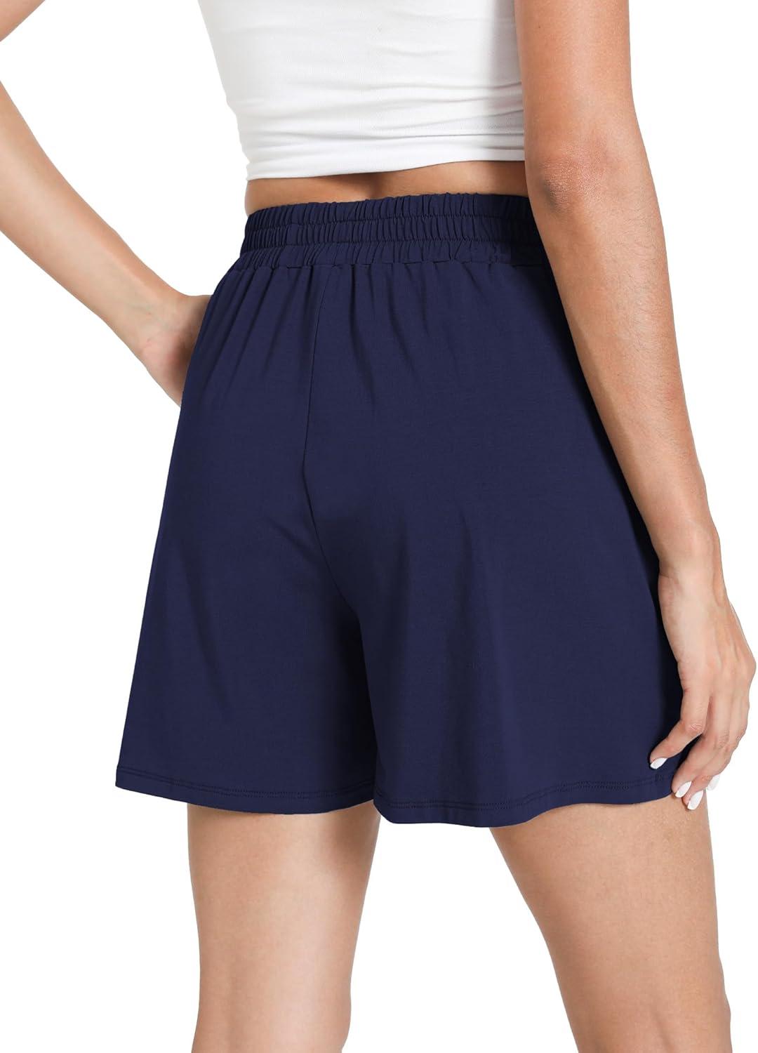 imageGYS Bamboo Viscose Pajama Shorts Women Soft Sleep Shorts with Pockets Comfy Lounge Shorts Pj Bottoms Navy XLarge
