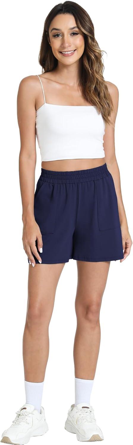 imageGYS Bamboo Viscose Pajama Shorts Women Soft Sleep Shorts with Pockets Comfy Lounge Shorts Pj Bottoms Navy XLarge