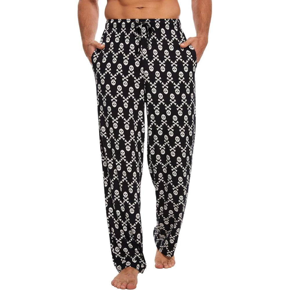 imageGYS Mens Bamboo Viscose Pajama Pants Soft Sleep Lounge Pants Comfy Pj Bottoms with Pockets amp DrawstringSkulls