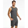 GYS Bamboo Viscose Men’s Pajama Sets Tank Tops with Shorts 2 Pieces Men Loungewear Sets(Black Melange)