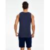 GYS Bamboo Viscose Men’s Pajama Sets Tank Tops with Shorts 2 Pieces Men Loungewear Sets(Deep Blue)