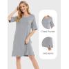GYS Bamboo Viscose Nightgowns for Women Short Sleeve Crewneck Sleep Shirt(Heather Grey)