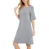 GYS Bamboo Viscose Nightgowns for Women Short Sleeve Crewneck Sleep Shirt(Heather Grey)