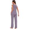 GYS Bamboo Viscose Pajamas for Women Set, Soft Tank and Drawstring Pants Lounge Sets, Sleeveless Lightweight Sleepwear Pj Set(Violet)
