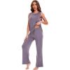 GYS Bamboo Viscose Pajamas for Women Set, Soft Tank and Drawstring Pants Lounge Sets, Sleeveless Lightweight Sleepwear Pj Set(Violet)