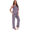 GYS Bamboo Viscose Pajamas for Women Set, Soft Tank and Drawstring Pants Lounge Sets, Sleeveless Lightweight Sleepwear Pj Set(Violet)