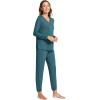 GYS Bamboo Viscose Womens Pajamas Set Long Sleeve V Neck Sleep Sets with Pockets(Turquoise)