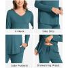 GYS Bamboo Viscose Womens Pajamas Set Long Sleeve V Neck Sleep Sets with Pockets(Turquoise)