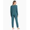 GYS Bamboo Viscose Womens Pajamas Set Long Sleeve V Neck Sleep Sets with Pockets(Turquoise)
