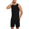 GYS Bamboo Viscose Men’s Pajama Sets Tank Tops with Shorts 2 Pieces Men Loungewear Sets(Black)
