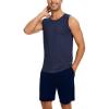 GYS Bamboo Viscose Men’s Pajama Sets Tank Tops with Shorts 2 Pieces Men Loungewear Sets(Deep Blue)