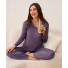 GYS Bamboo Viscose Womens Pajamas Set Long Sleeve Crew Neck Sleep Set(Air Purple)