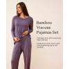 GYS Bamboo Viscose Womens Pajamas Set Long Sleeve Crew Neck Sleep Set(Air Purple)