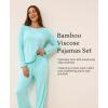 GYS Bamboo Viscose Womens Pajamas Set Long Sleeve Crew Neck Sleep Set(Aqua)