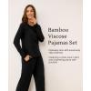 GYS Bamboo Viscose Womens Pajamas Set Long Sleeve Crew Neck Sleep Set(Black)
