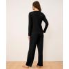 GYS Bamboo Viscose Womens Pajamas Set Long Sleeve Crew Neck Sleep Set(Black)