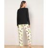GYS Bamboo Viscose Womens Pajamas Set Long Sleeve Crew Neck Sleep Set(Black/Cactus)