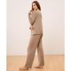 GYS Bamboo Viscose Womens Pajamas Set Long Sleeve Crew Neck Sleep Set(Camel)