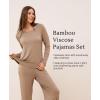 GYS Bamboo Viscose Womens Pajamas Set Long Sleeve Crew Neck Sleep Set(Camel)