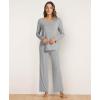 GYS Bamboo Viscose Womens Pajamas Set Long Sleeve Crew Neck Sleep Set(Heather Grey)