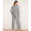 GYS Bamboo Viscose Womens Pajamas Set Long Sleeve Crew Neck Sleep Set(Heather Grey)