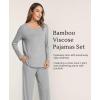 GYS Bamboo Viscose Womens Pajamas Set Long Sleeve Crew Neck Sleep Set(Heather Grey)