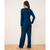 GYS Bamboo Viscose Womens Pajamas Set Long Sleeve Crew Neck Sleep Set(Ink Blue)