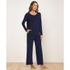 GYS Bamboo Viscose Womens Pajamas Set Long Sleeve Crew Neck Sleep Set(Navy)