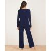 GYS Bamboo Viscose Womens Pajamas Set Long Sleeve Crew Neck Sleep Set(Navy)