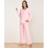 GYS Bamboo Viscose Womens Pajamas Set Long Sleeve Crew Neck Sleep Set(Pink)