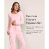 GYS Bamboo Viscose Womens Pajamas Set Long Sleeve Crew Neck Sleep Set(Pink)