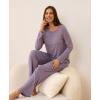 GYS Bamboo Viscose Womens Pajamas Set Long Sleeve Crew Neck Sleep Set(Violet)