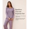 GYS Bamboo Viscose Womens Pajamas Set Long Sleeve Crew Neck Sleep Set(Violet)