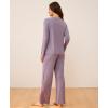 GYS Bamboo Viscose Womens Pajamas Set Long Sleeve Crew Neck Sleep Set(Violet)