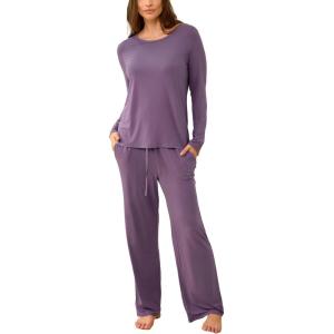 GYS Bamboo Viscose Womens Pajamas Set Long Sleeve Crew Neck Sleep Set(Air Purple)