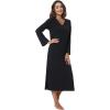 GYS Womens Long Sleeve Nightgown Soft V Neck Knit Sleep Shirt(Dark Heather Grey)