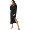 GYS Womens Long Sleeve Nightgown Soft V Neck Knit Sleep Shirt(Dark Heather Grey)