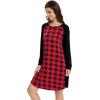 GYS Womens Long Sleeve Nightgowns Viscose from bamboo Sleepwear Soft Christmas Pajama Dress(Red Plaid)