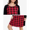 GYS Womens Long Sleeve Nightgowns Viscose from bamboo Sleepwear Soft Christmas Pajama Dress(Red Plaid)